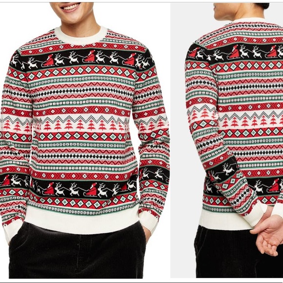 🆕Topman Santa’s Rounds Fair Isle Christmas Sweater - Picture 1 of 8